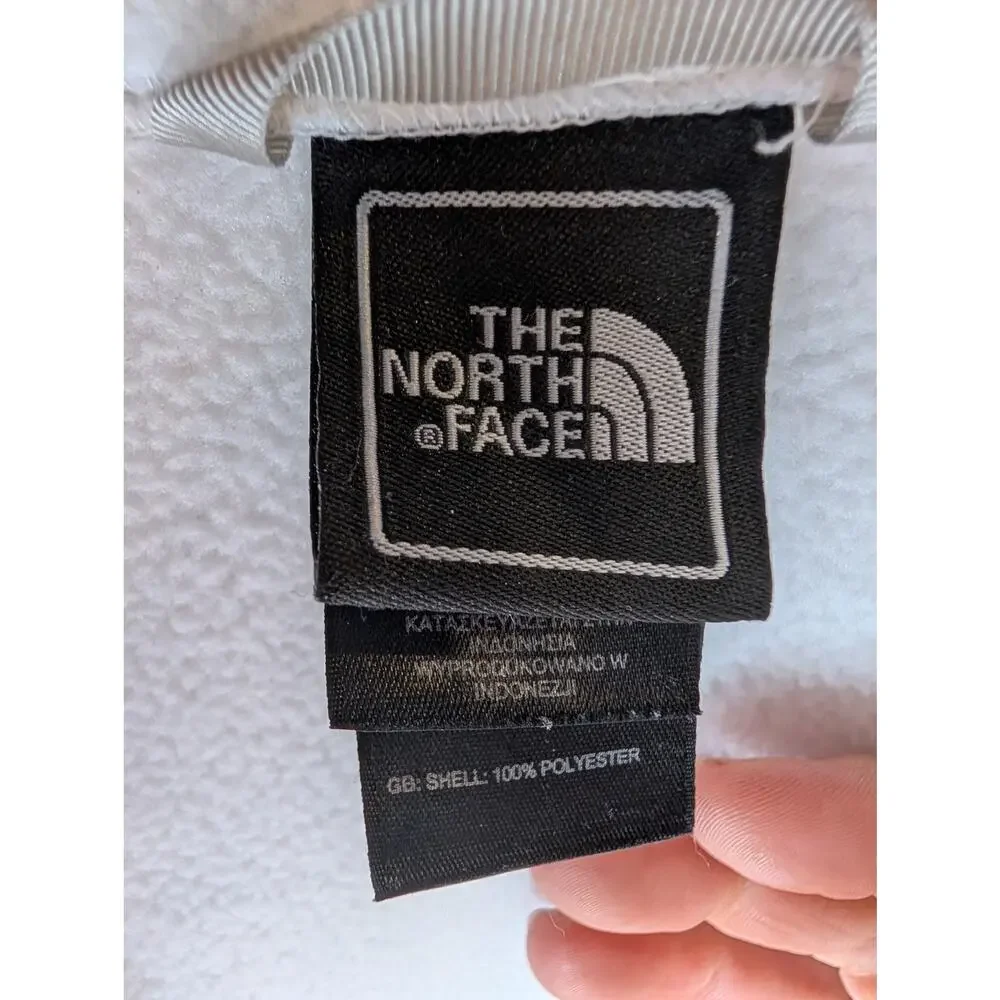 The North Face Girls L 14/16 White Fleece Full Zip Jacket Pink Logo Soft